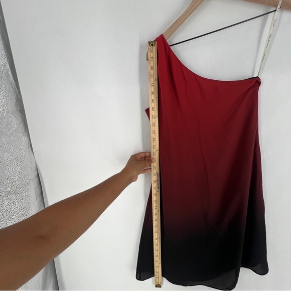 HALSTON HERITAGE Women's‎ Chiffon Red Black Ombre One-Shoulder Cocktail Dress S - Picture 14 of 16